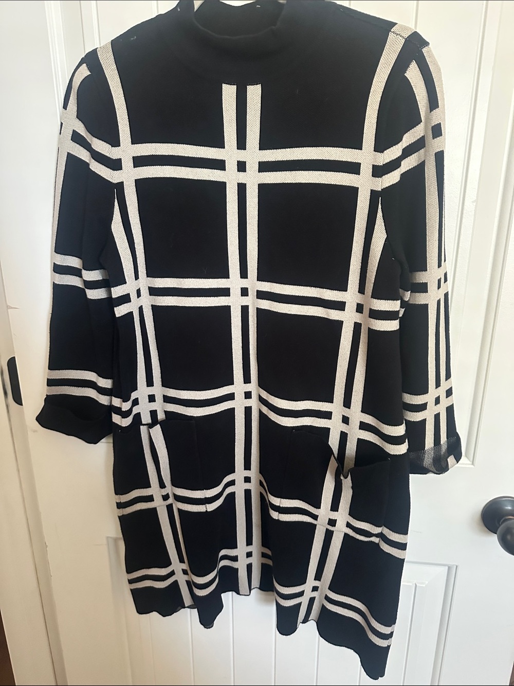 GNW Black and White Windowpane Midi Dress